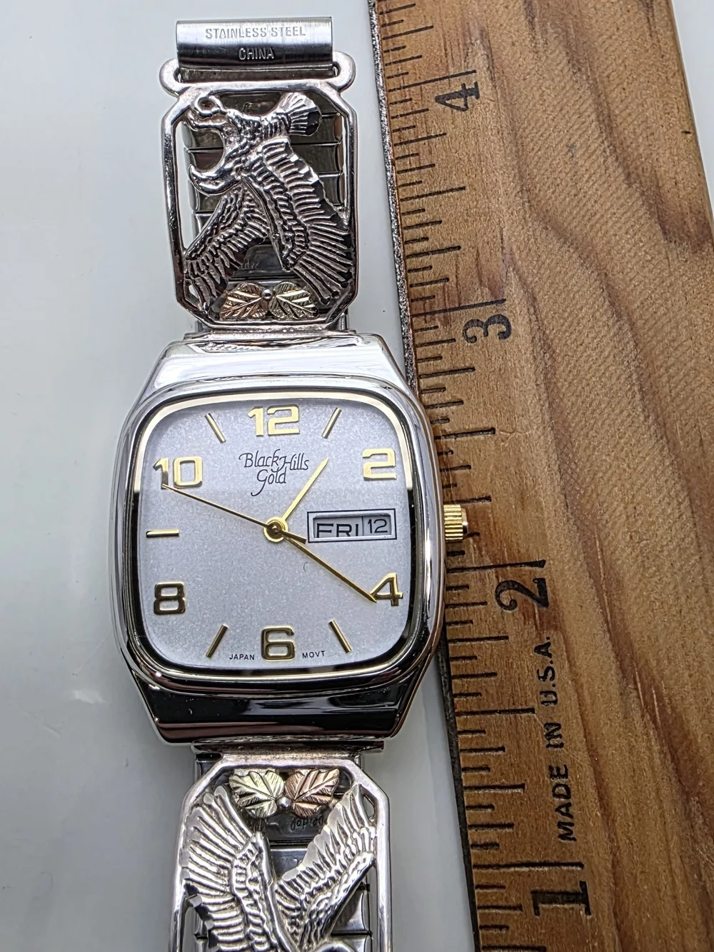 Black Hills Gold Silver-Tone Watch with Gold Accents